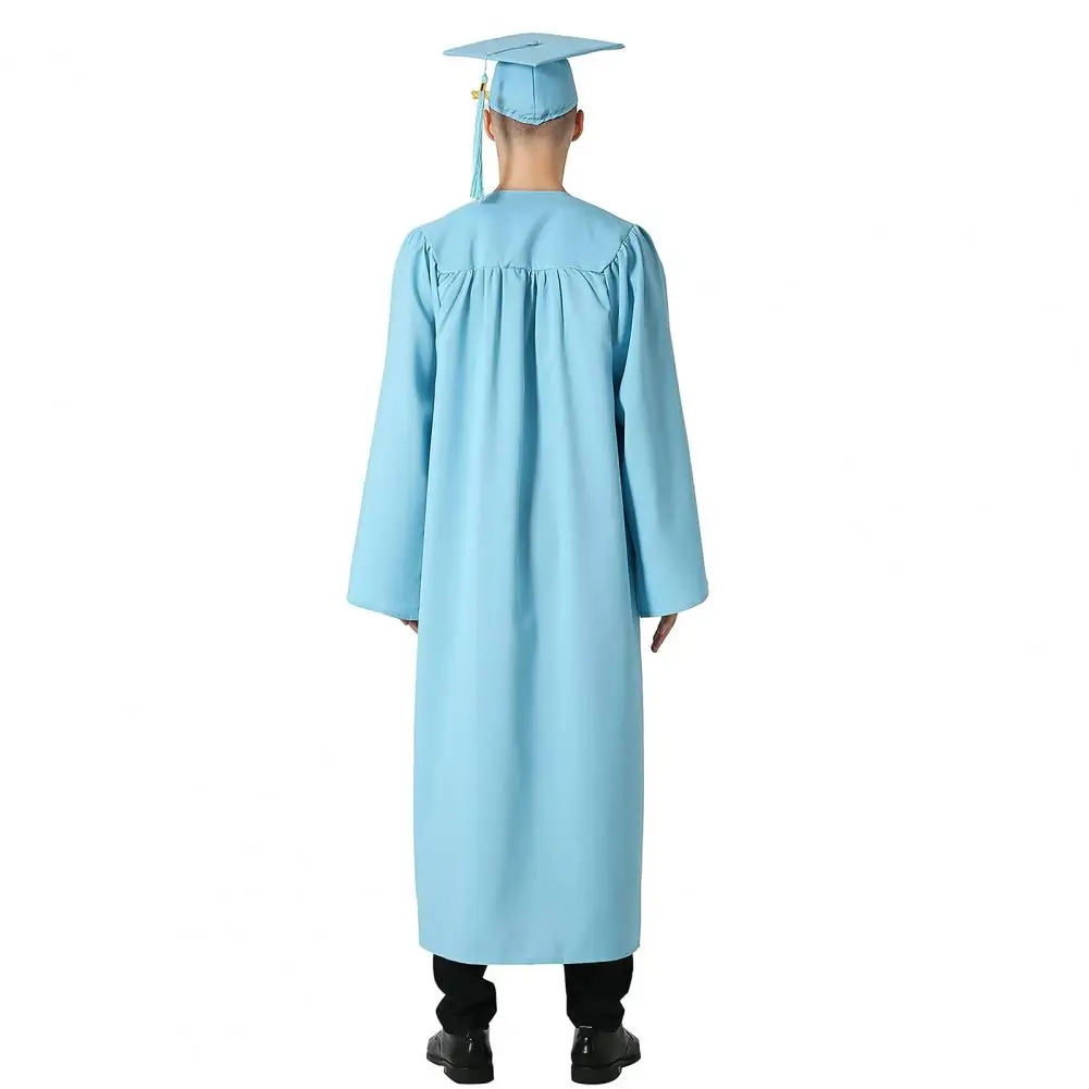 Graduation Dress Doctor Graduation Ceremony Gown 2024 Graduation Robe Cap Set with Front Zipper Tassel Unisex College Bachelor