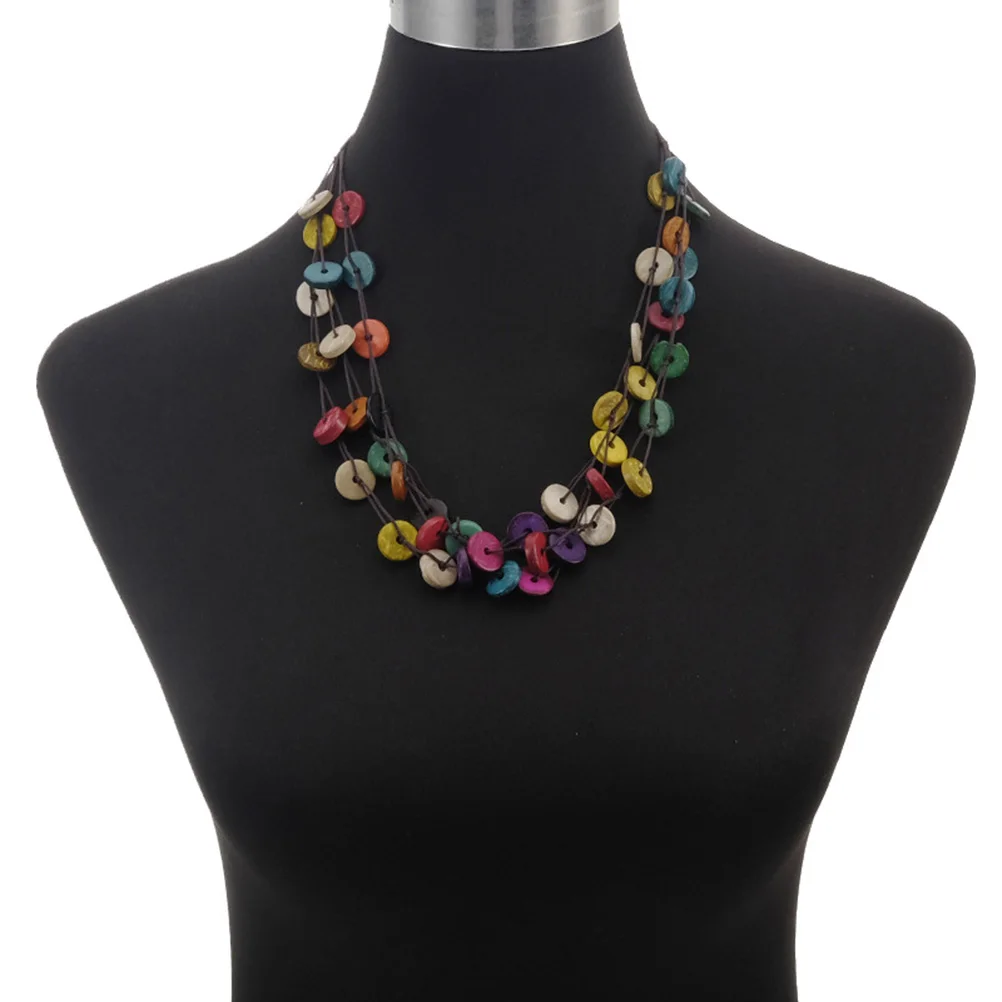 

Ethnic Necklace for Women Beaded Necklaces Bohemia Weaving Coconut Shell Colorful