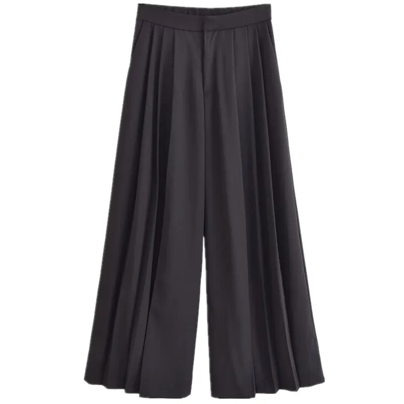 

High Waist Ele Versatile Slimming Pleated Wide Leg Pants for Women Summer 2024 Commute Sle Regular Thin Long Trousers