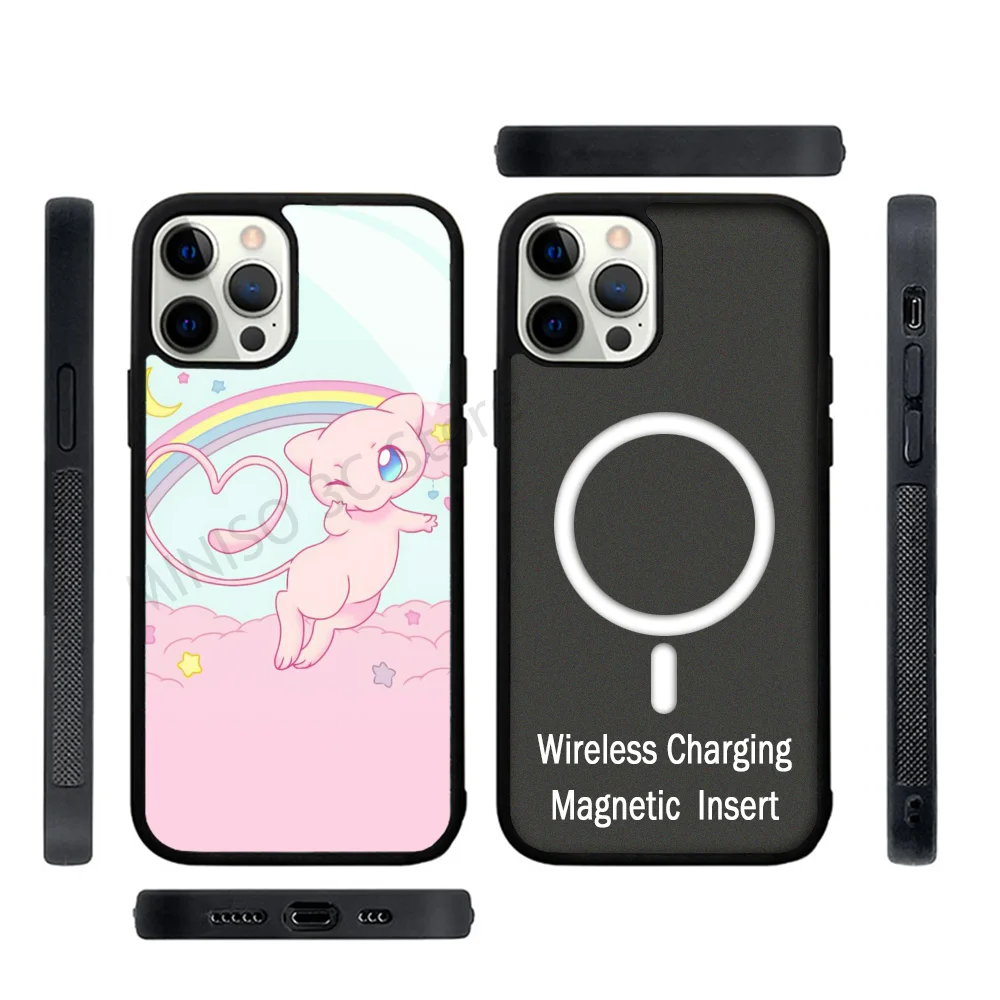 Cute Phone Case Strong Magnetic For IPhone 15 14 13 Pro Max 11 12 Mini Pokemon Mew Jigglypuff For Magsafe