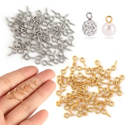 50 pçs 8x4mm Aço Inoxidável Pequeno Minúsculo Mini Olho Alfinetes Ganchos Ilhós Parafuso Fechos Roscados Gancho Descobertas de Jóias Para Fazer Acessórios DIY atacado