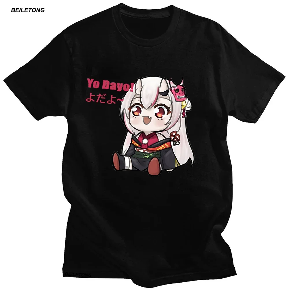 Vtuber Hololive T shirts Nakiri Ayame Dayo Print Tshirts Short Sleeve Casual Harajuku 100% Cotton Tops Summer Kawaii Aesthetic