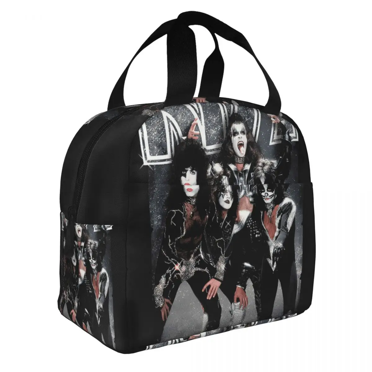 Kiss Metal Shine Lunch Bento Bags Portable Aluminum Foil thickened Thermal Cloth Lunch Bag for Women Men Boy