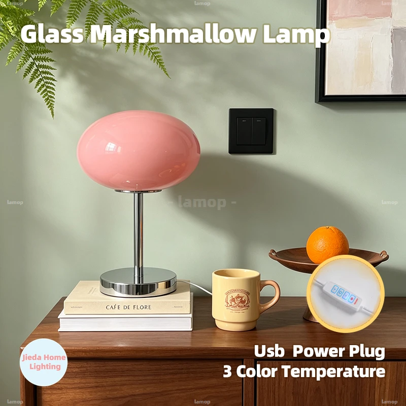 Lollipop Table Lamp Medieval Cream Glass Lamp Living Room Bedroom Study Simple Atmosphere Retro Glass Standing Lamp Home Decor