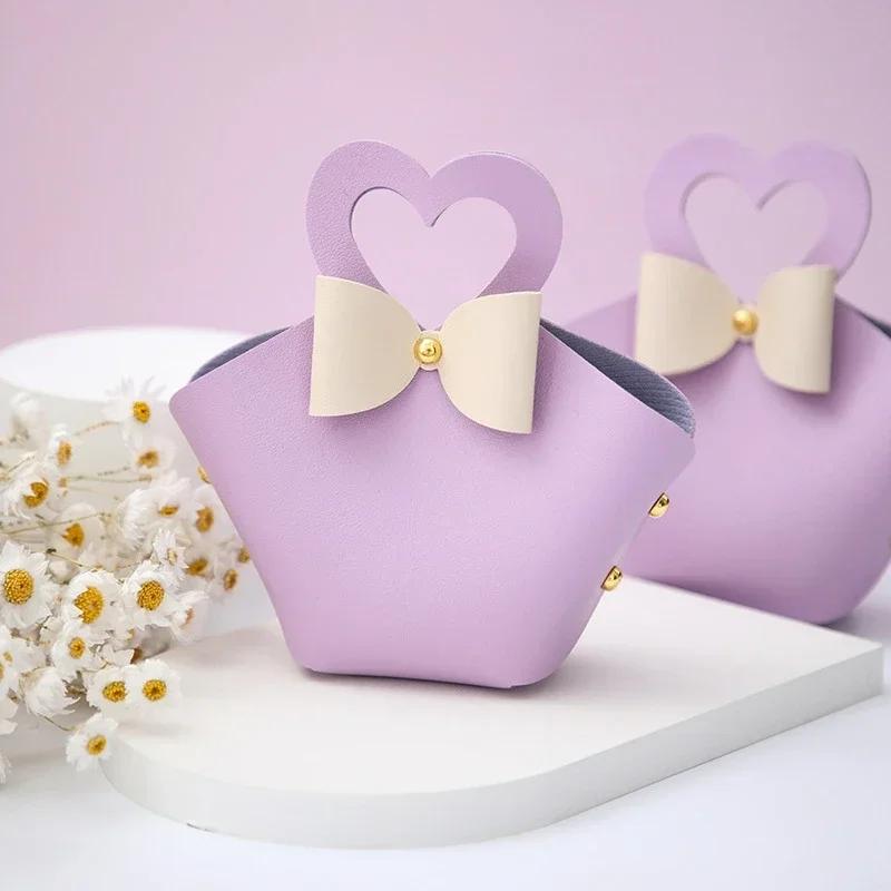 20PCS Leder Geschenk Taschen Bogen Band Verpackung Tasche Hochzeit Gunsten Verteiler Taschen Weihnachten Süßigkeiten Verpackung Box Mini Handtasche – Detail 30