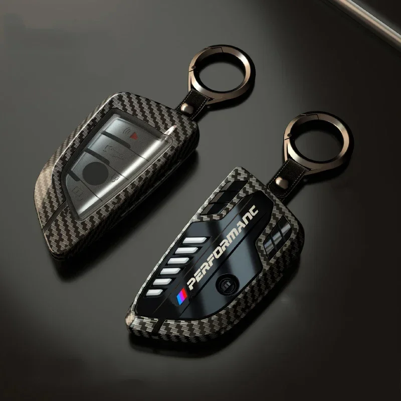 NEW Carbon Pattern/Alloy Car Key Case Cover For BMW X3 X5 X6 F30 F34 E60 E90 F10 E34 E36 F20 G30 F15 F16 1 3 5 7 Series