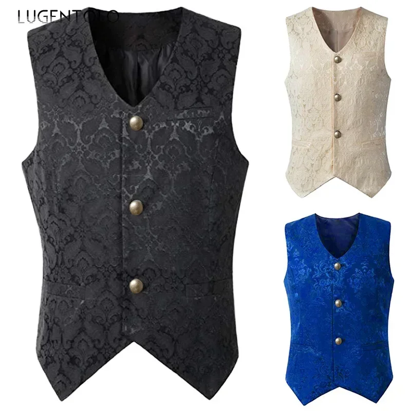 

Men Medieval Retro Vest Punk Single-breasted Short Coat Party Court Halloween Men's Fake Collar Elegant Jackets