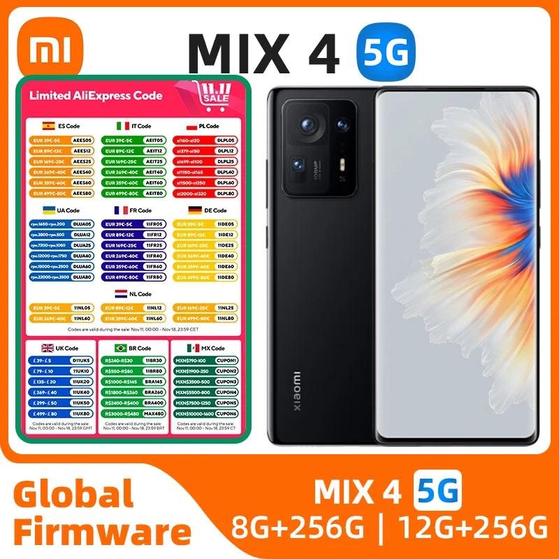 Xiaomi MIX 4 5G Global version Snapdragon 888 plus 6.67" OLED 120hz Screen 108MP Camera 4500mAh 120W Charge Used Phone