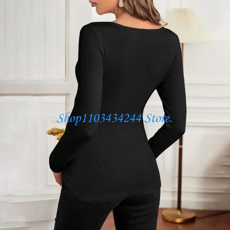 

Ribbed V Neck Nursing Top Crossing Wrap Design Long Sleeve Upgrades for Pregnancy