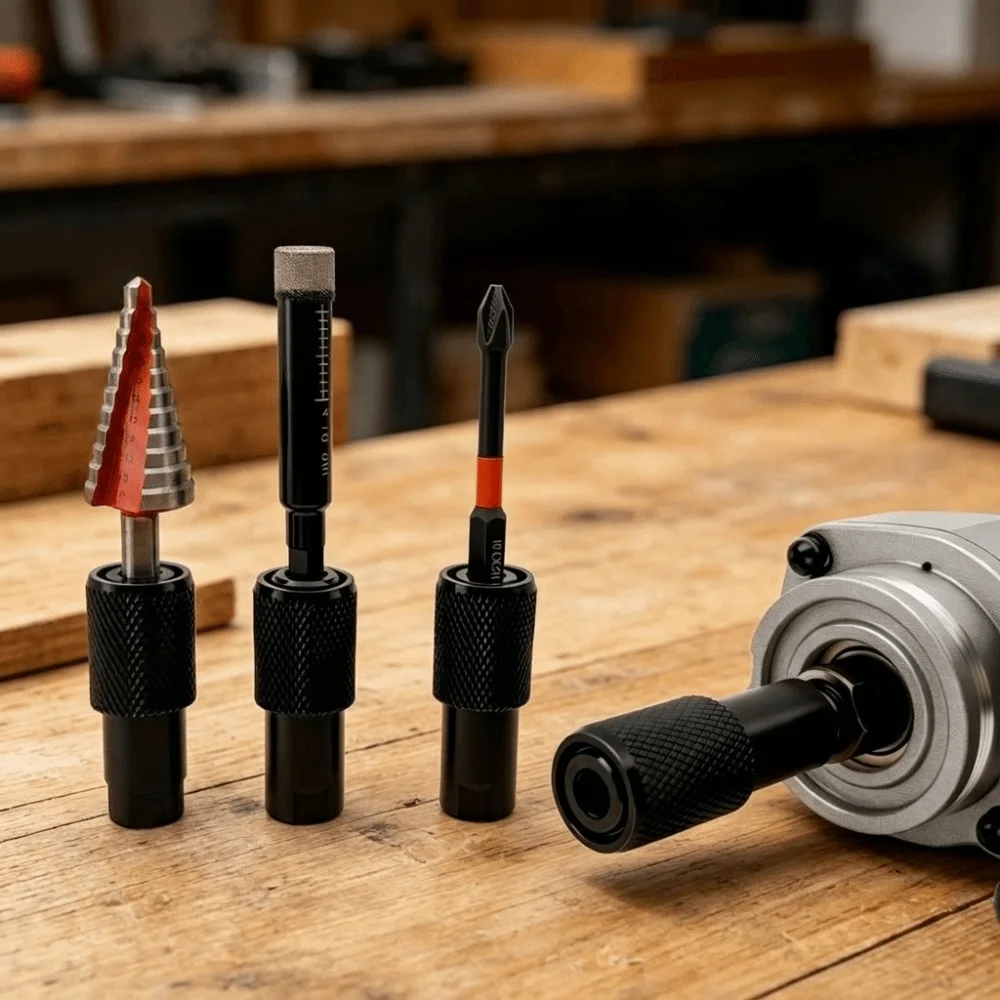 5pcs M10 Thread Angle Grinder Adapter High-Strength Alloy 6.35mm Internal Hex Hex Converter Compact Lightweight Design