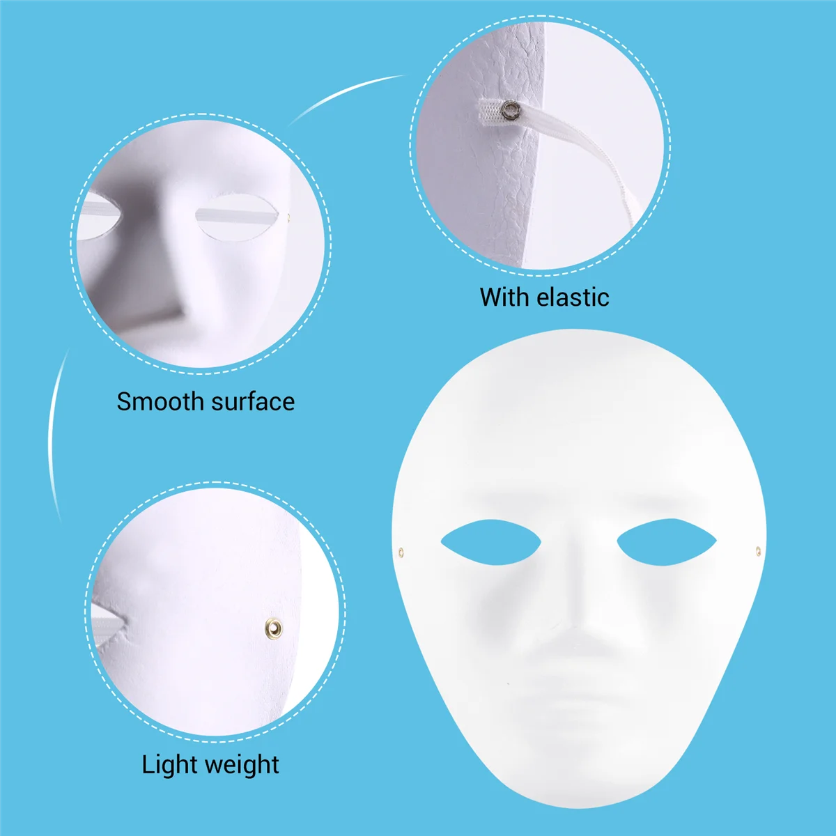 Maschera bianca, 12 pezzi Maschera a pieno facciale di Halloween Maschera vuota fai da te Danza Cosplay Maschera di carta in maschera semplice per decorare