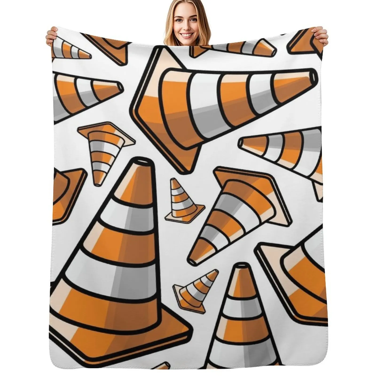 Traffic Cone - Orange and White Throw Blanket Men's Soft Warm Throw Blanket for Couch
