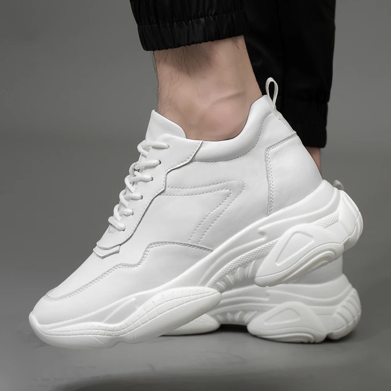 

Booster Shoes Men Elevator SneakersHeight Increase Insole 7cm for Men White Black Plus Size 36-44