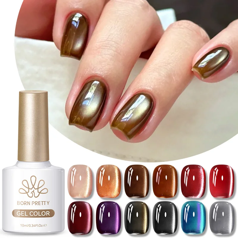 BORN PRETTY 10 ml Golden Gradient Cat Magnetic Gel Eye Gel Polish Crystal Glass Beads Soak Off Nail Art DlY At Home Maniküre – Detail 5
