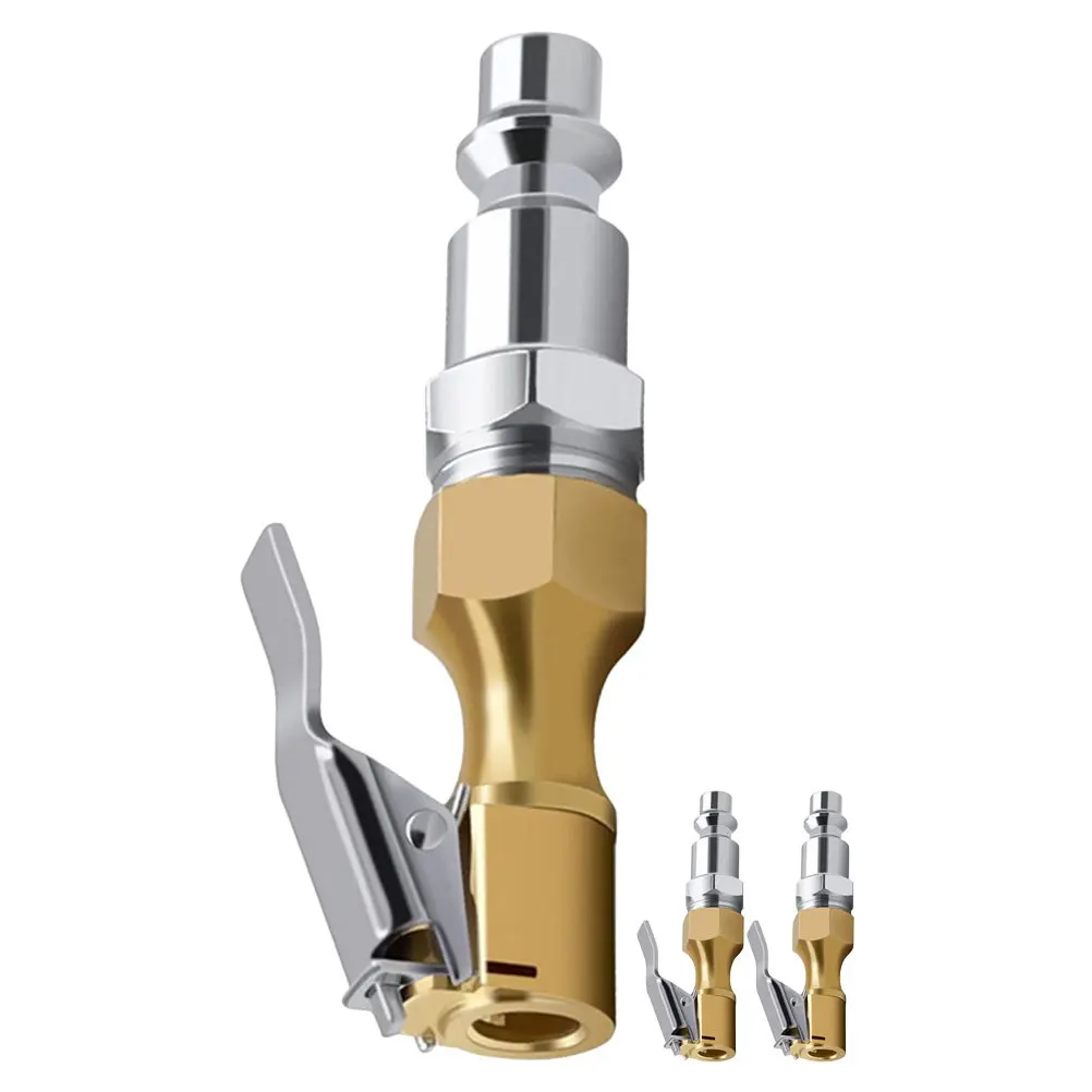 

3pcs Male To Air Inflator Chuck Replacement For Tire Inflation Locking Metal Closed Valve Adapter Pump Accessory