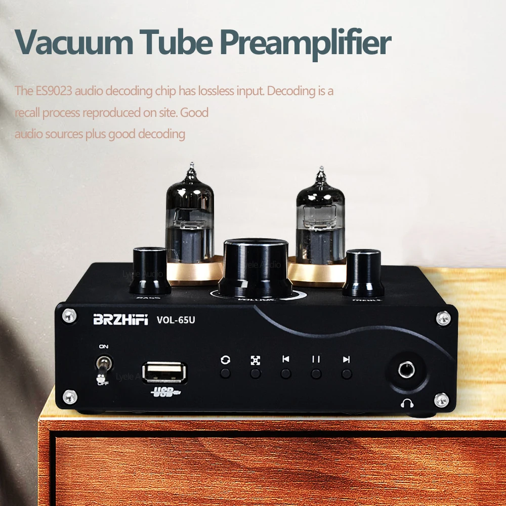 ES9023 DAC Tube Headphone Amplifier 6J3 Bluetooth 5.0 HiFi Home Sound Amplifier TL072C Vacuum Tube Preamplifier U Disk TF Card