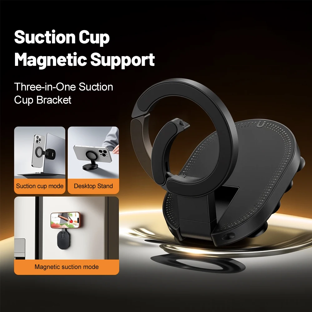 3-in-1 Magnetischer Telefonhalter Saugnapf Karabiner Magnetständer Tischständer für Smartphone Glasfenster Spiegel Laptops