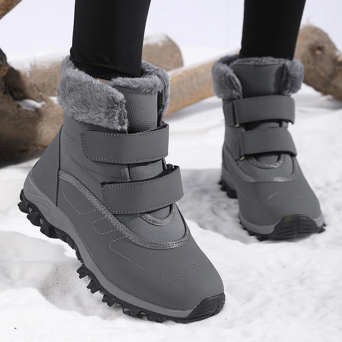 Platform Snow Shoes Boots Plush Keep Warm Men Boots Winter Ankle Boots Comfortable Walking Shoes Outdoor Hiking Boots for Women