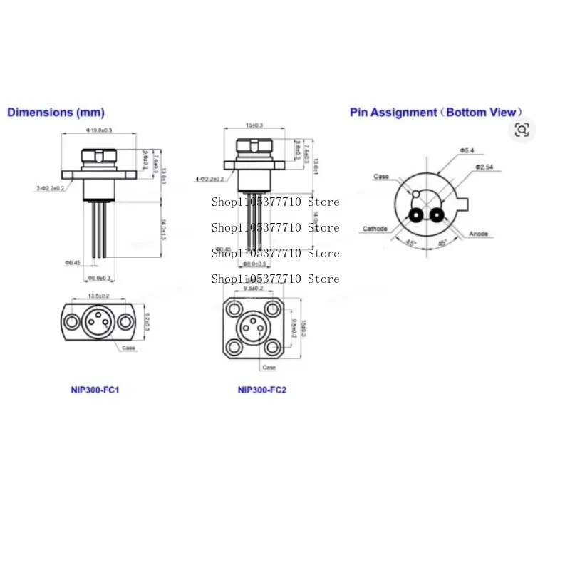 Photodiode Detector NIP300, 900-1700nm 300um with FC/PC Flange for Optical Sensing