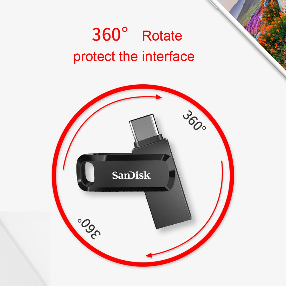 SanDisk OTG USB 3.1(Type-C) Flash Drive 64GB 128GB 256GB Dual Drive High Speed Type-C OTG Pen Drive For type-c smartphones/PC