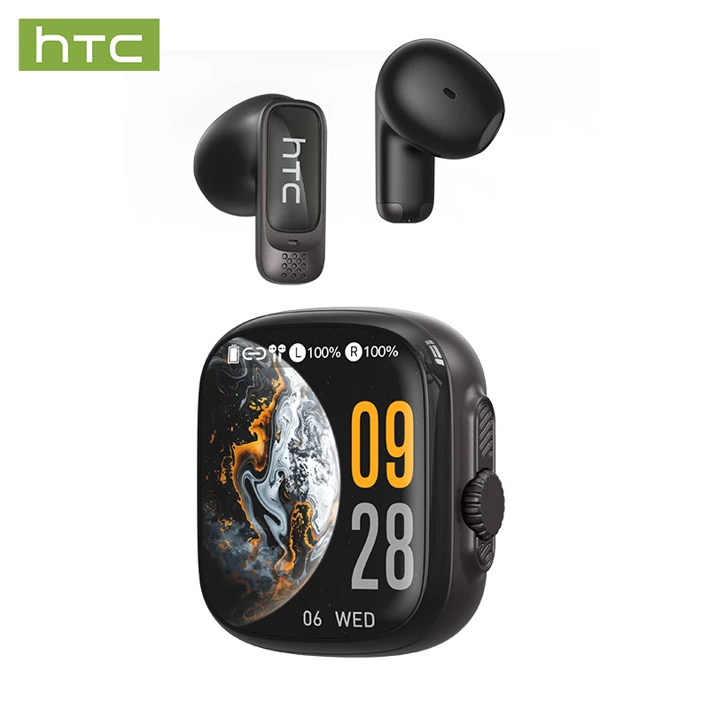 HTC NE72 TWS KI-Übersetzungs-Ohrhörer Bluetooth 6.0 Kopfhörer mit 30 Stunden Spielzeit und Smart-Touchscreen für Reisen und Geschäftliches