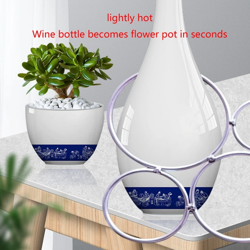 4 Ringen Wijnfles Glas Verwarmde Cutter Professionele Cirkel Bloempot Cutter DIY H4GE