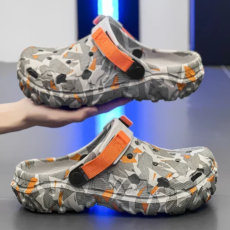 18 New Men's Clogs Slippers Sandal Men Garden Shoes Flat Camouflage Sandals Male Sneakers Outdoor Fl...