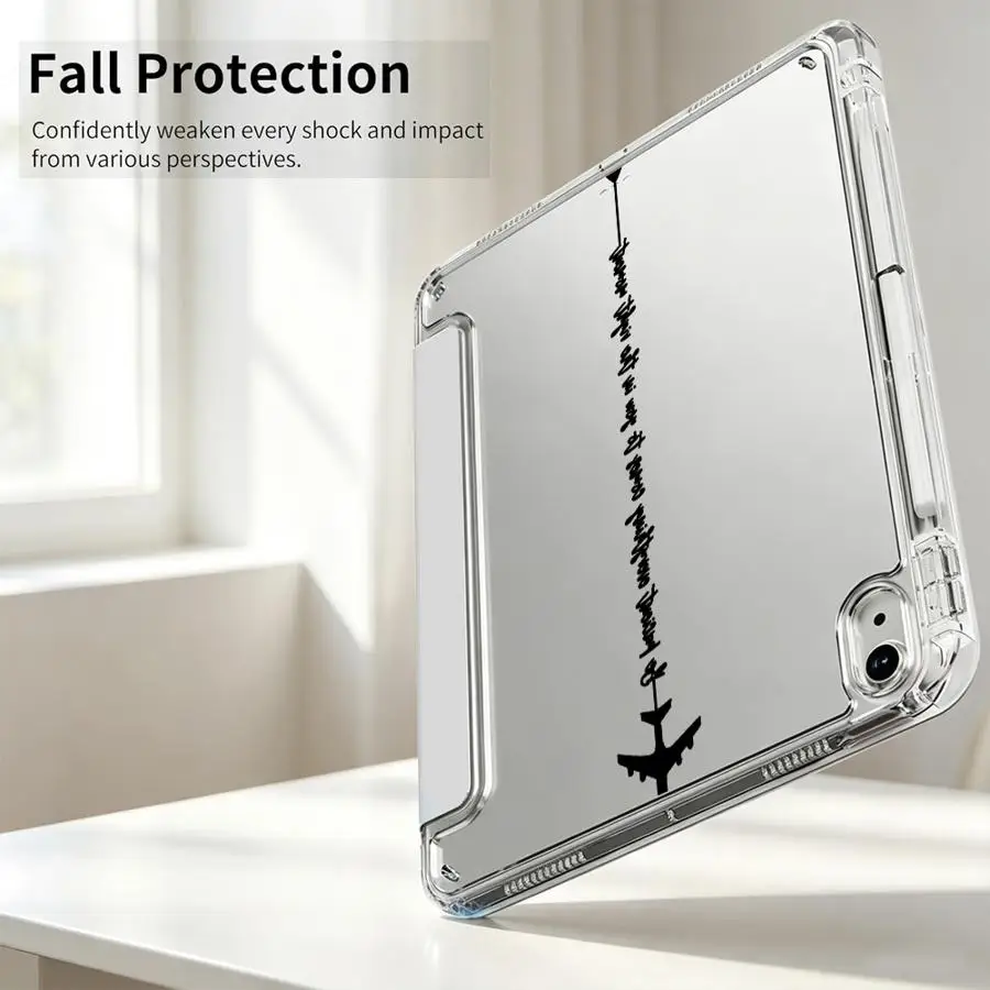 With Pen Slot Cover Tablet Case For iPad Pro 13 2025 2026 Air 8 M2 M3 3 Mini 7 6 5 9th 12th 10th Gen 11th Heart-Shaped Airplane