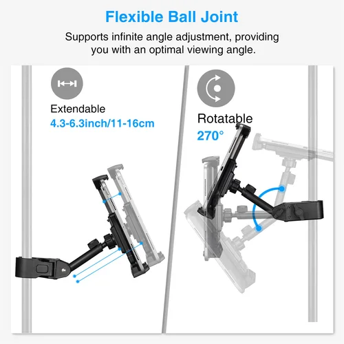 Imagen 2 del producto Soporte ajustable para tableta y teléfono con brazo mágico, soporte para tableta con súper abrazadera para iPad, iPhone, tabletas y teléfonos inteligentes de 4,7-13,5 pulgadas