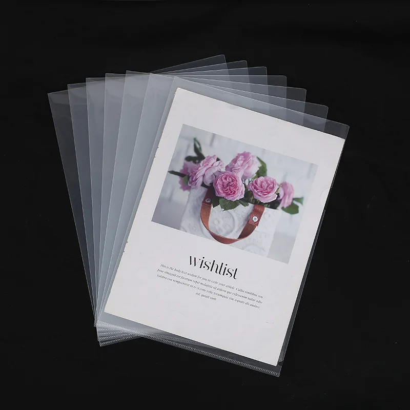 10pcs L-Type A4 Folder Monolithic Folder File Protective Cover Transparent File Envelope Folder