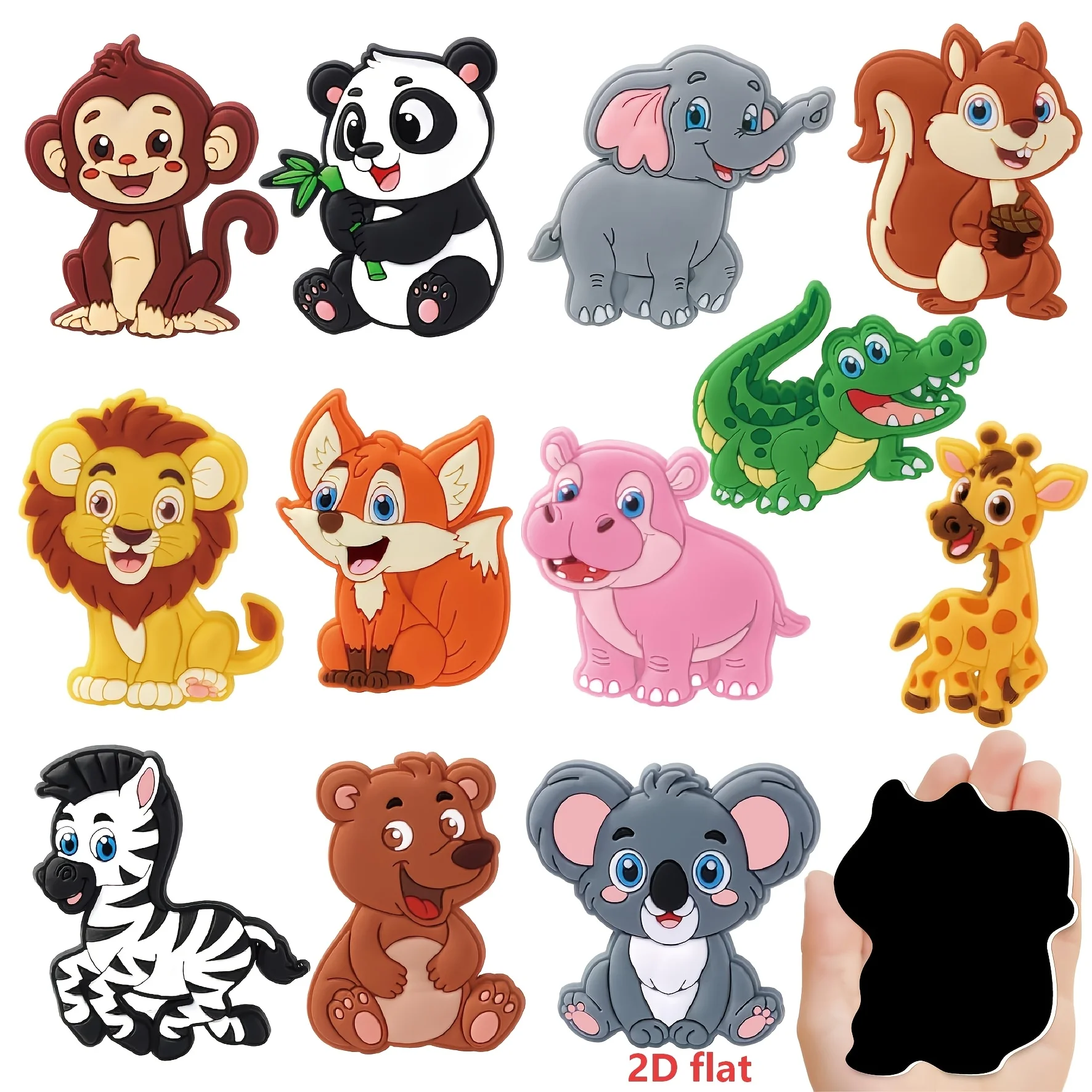 2D Flat 12PCS Cartoon Cute Forest Animal Refrigerator Magnetic Decor Set. Various Animal Designs. Cute and Fun.