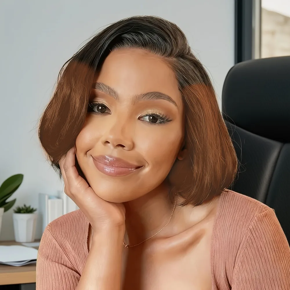 باروكة ريمي للاستخدام اليومي، شعر مستعار بقص عابث للهالوين 13 × 4، باروكات شعر بشري مستقيمة قصيرة من الدانتيل للنساء #4