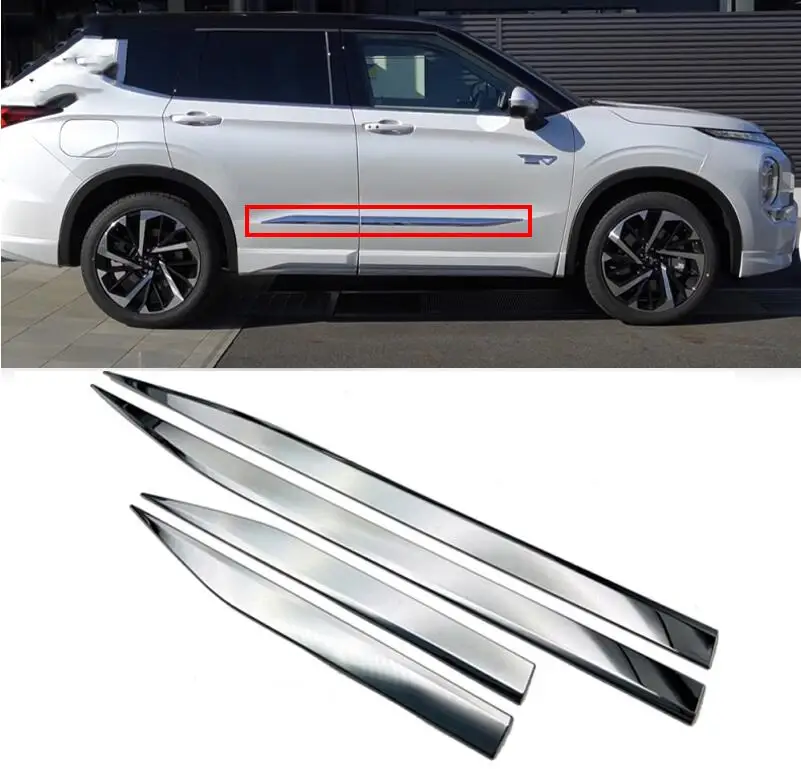 

4PCS ABS Chrome Car Side Door Body Skirts Kit Protector Trim Cover For Mitsubishi Outlander 2022 2023 2024
