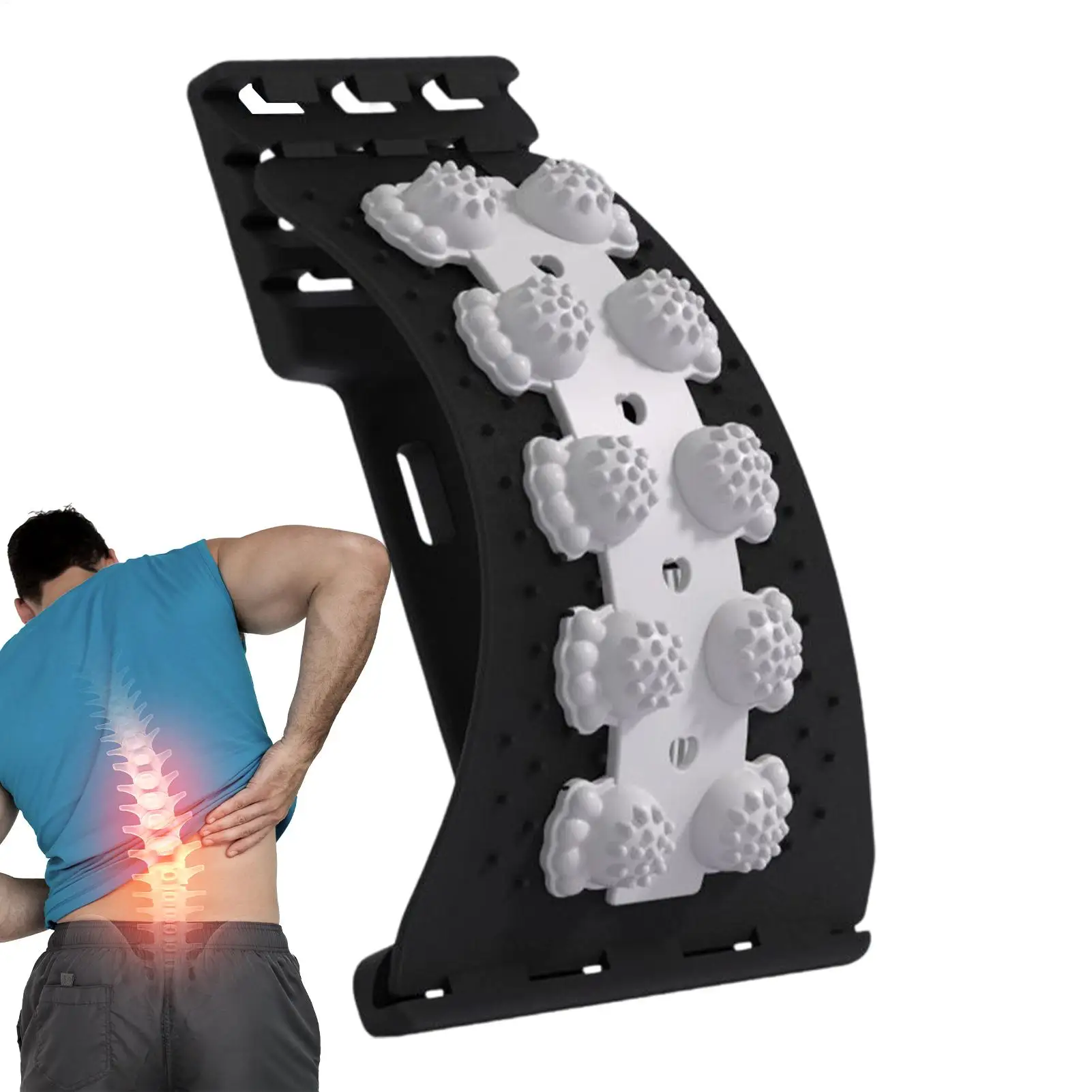 Cracker Board Massager Yoga Back Stretcher Lumbar Spine Relaxation Device With 4-Level Adjustable Back Stretcher For Home Gym
