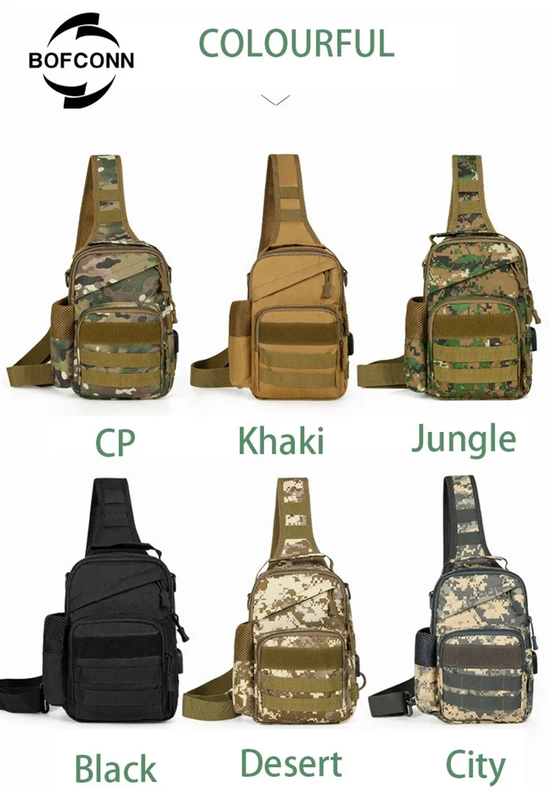 Casual Camouflage Multicolor Single Shoulder Outdoor Sports Chest Bag Tactical Crossbody Small Chest Bag For Military Fans