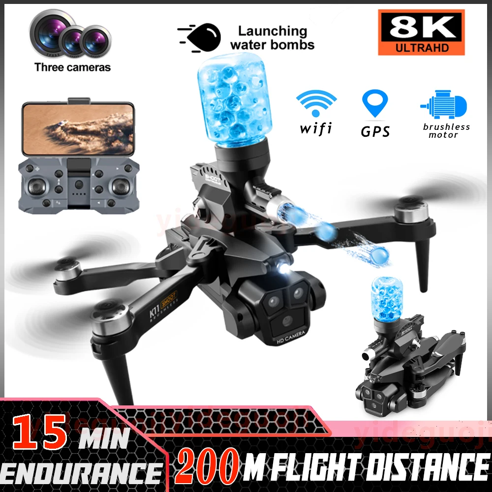 

K11 Max Drone with Water Bombs Professional Aerial Photography dron Flash 8K Three Camera Obstacle Avoidance Foldable Quadcopter