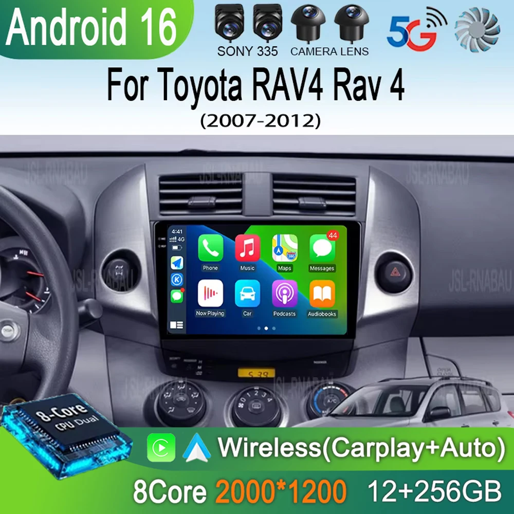 

Автомагнитола Android 16 Carplay для Toyota RAV4 2005-2012 с GPS-навигацией, мультимедийным плеером, Wi-Fi, 4G, Bluetooth и DSP