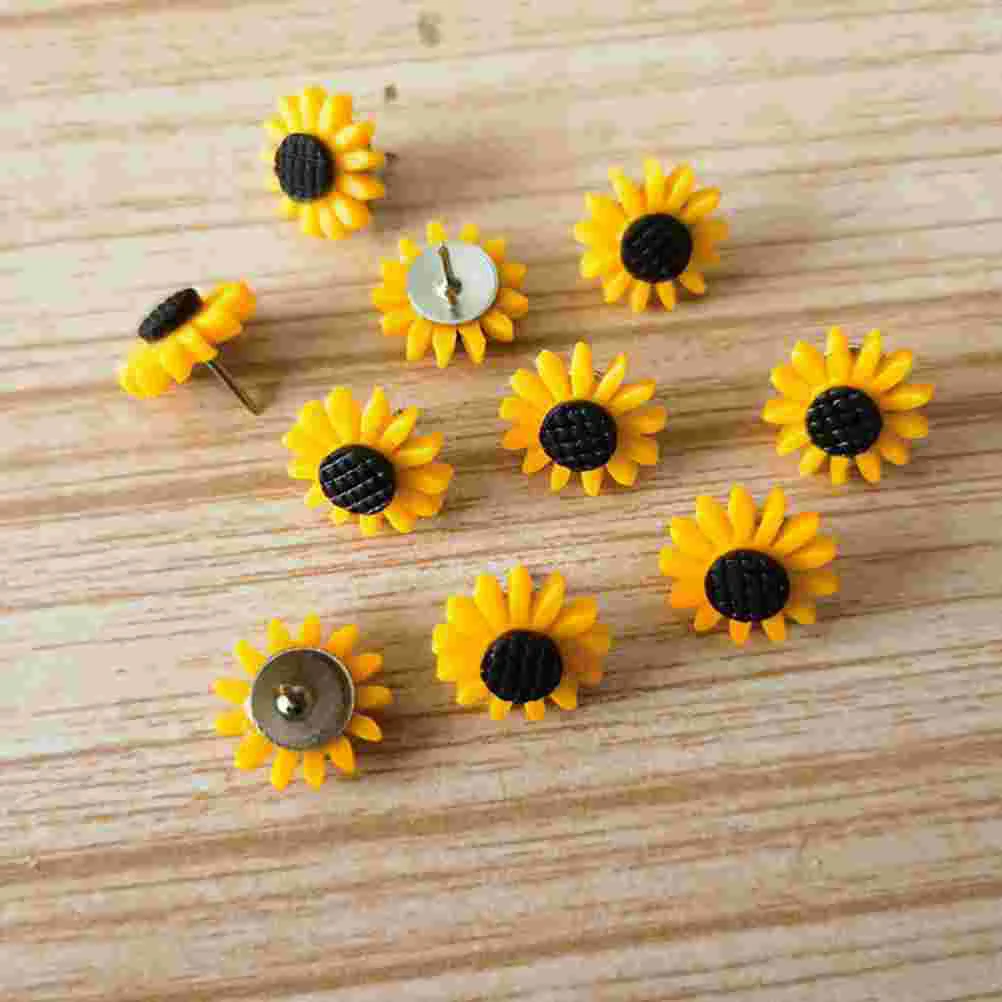 20 Pcs Thumb Tacks for Cork Board Sun Flower Pin Bulletin Pins Sunflower Iron Push Office