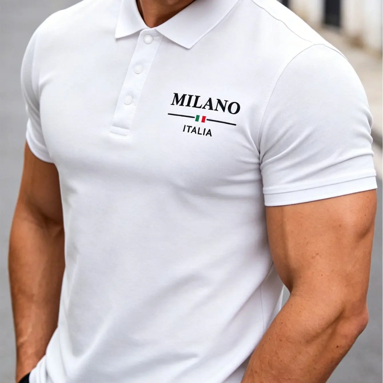 Summer Men's Polo Shirts with Fashionable MILANO Prints Are Elegant and Suitable for Outings, Business Events, and Men's Gifts
