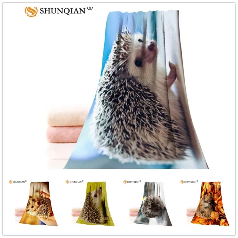 Custom Cute Hedgehog 35x75cm Face Towels Facecloth Microfiber Washcloth Quick Drying Sports Towel