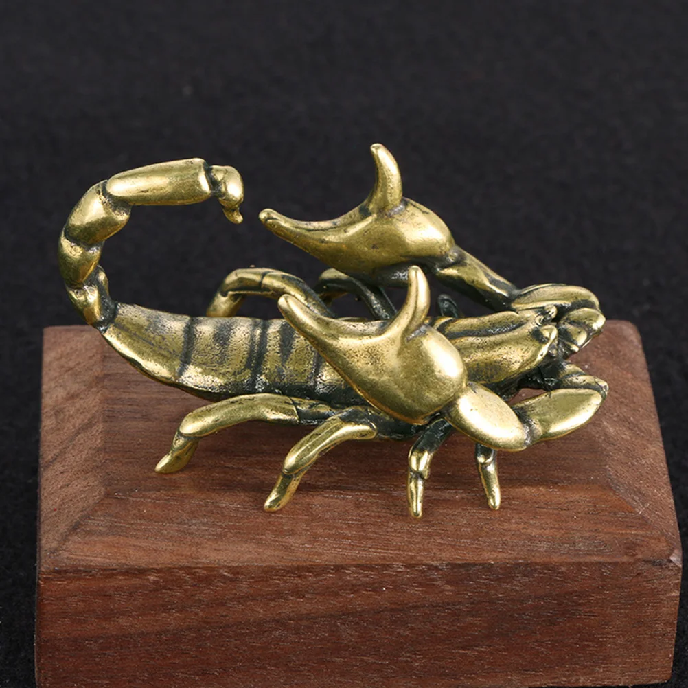 Brass Scorpion Pen Holder Anti-Rust Desktop Ornament Retro Style Decor Home Office Table Craft Gift