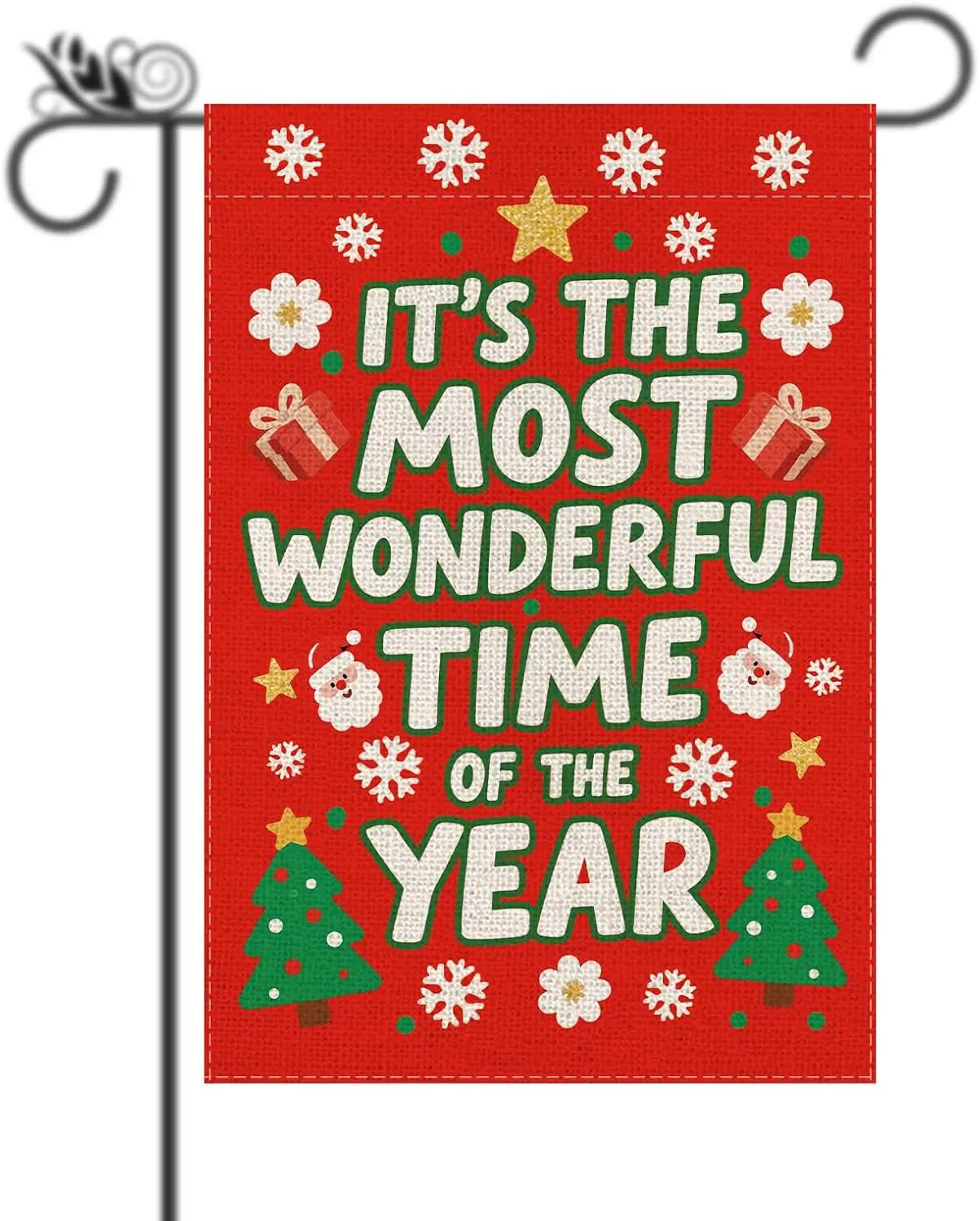 Merry Christmas Garden Flag Its The Most Wonderful Time Of The Year Sign Winter Vertical Burlap Double Sided Welcome Flag Se LLG