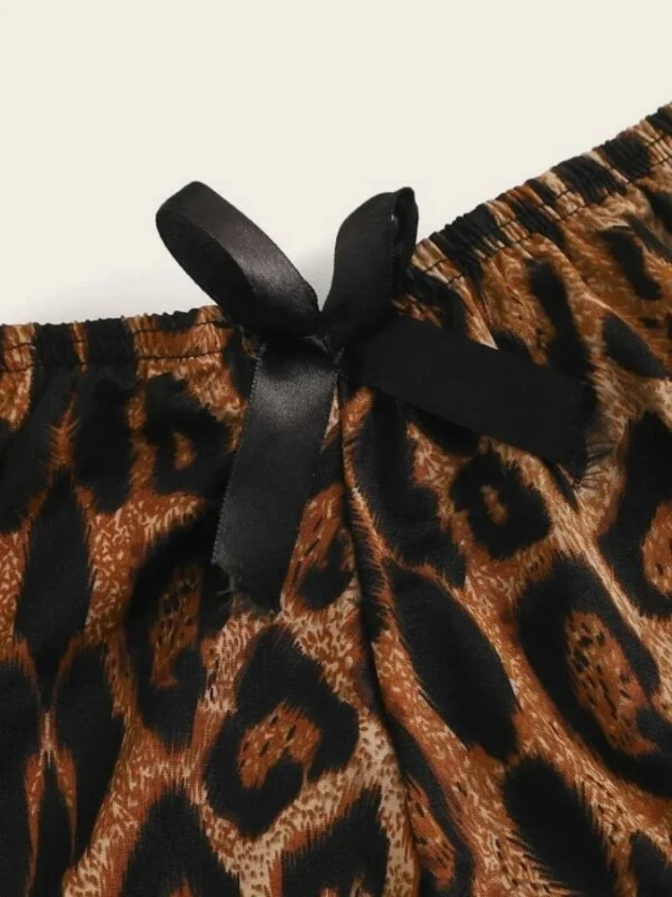 مثير بيجامة السراويل السيدات الملابس جوفاء التدريجي الرسن الأعلى ليوبارد طباعة السراويل مثير دعوى مثير ارتداءها الملابس الداخلية الكبار زي