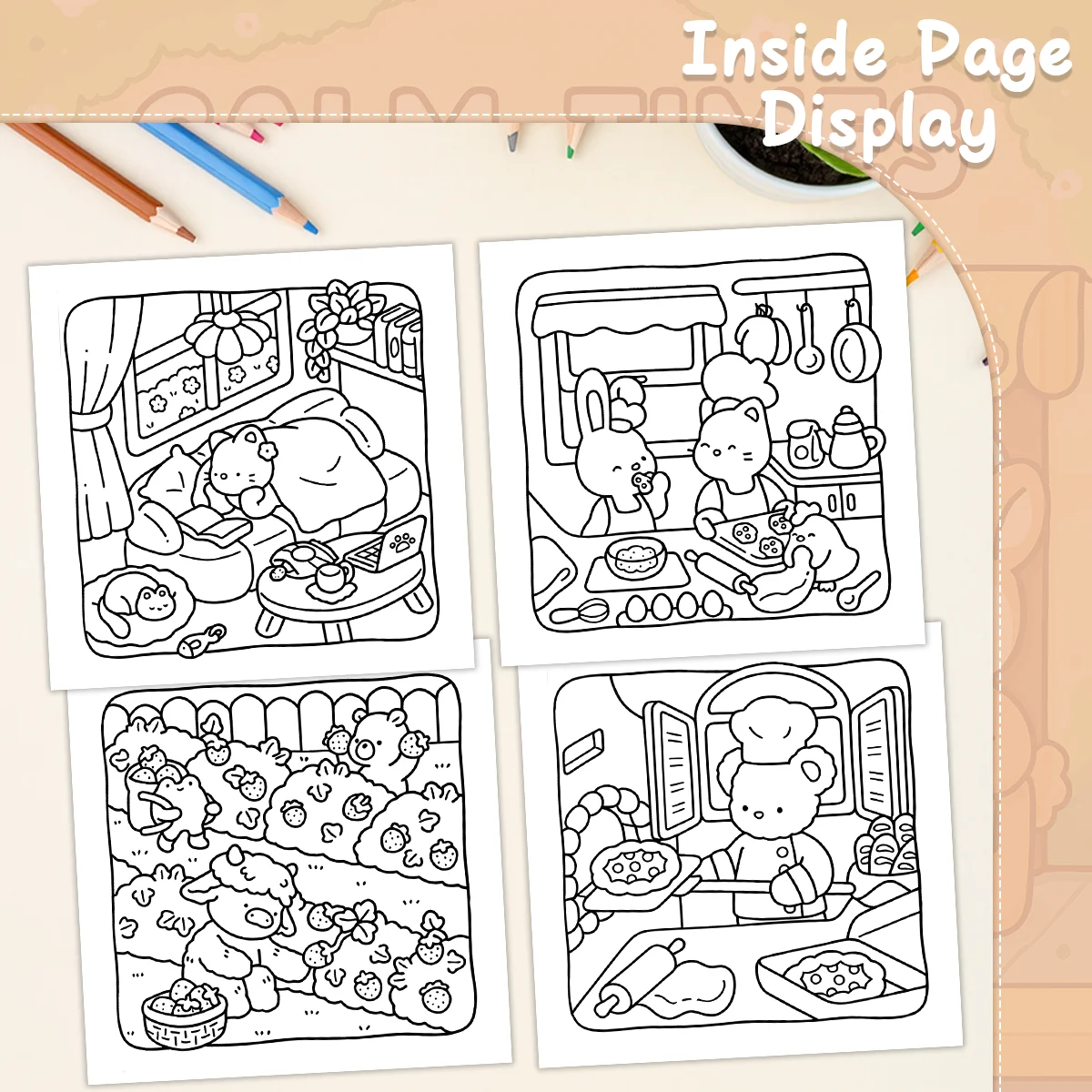 كتاب تلوين أنماط جريئة وسهلة للبالغين، كتاب رسم لطيف، هدية مثالية للحفلات وأعياد الميلاد #5