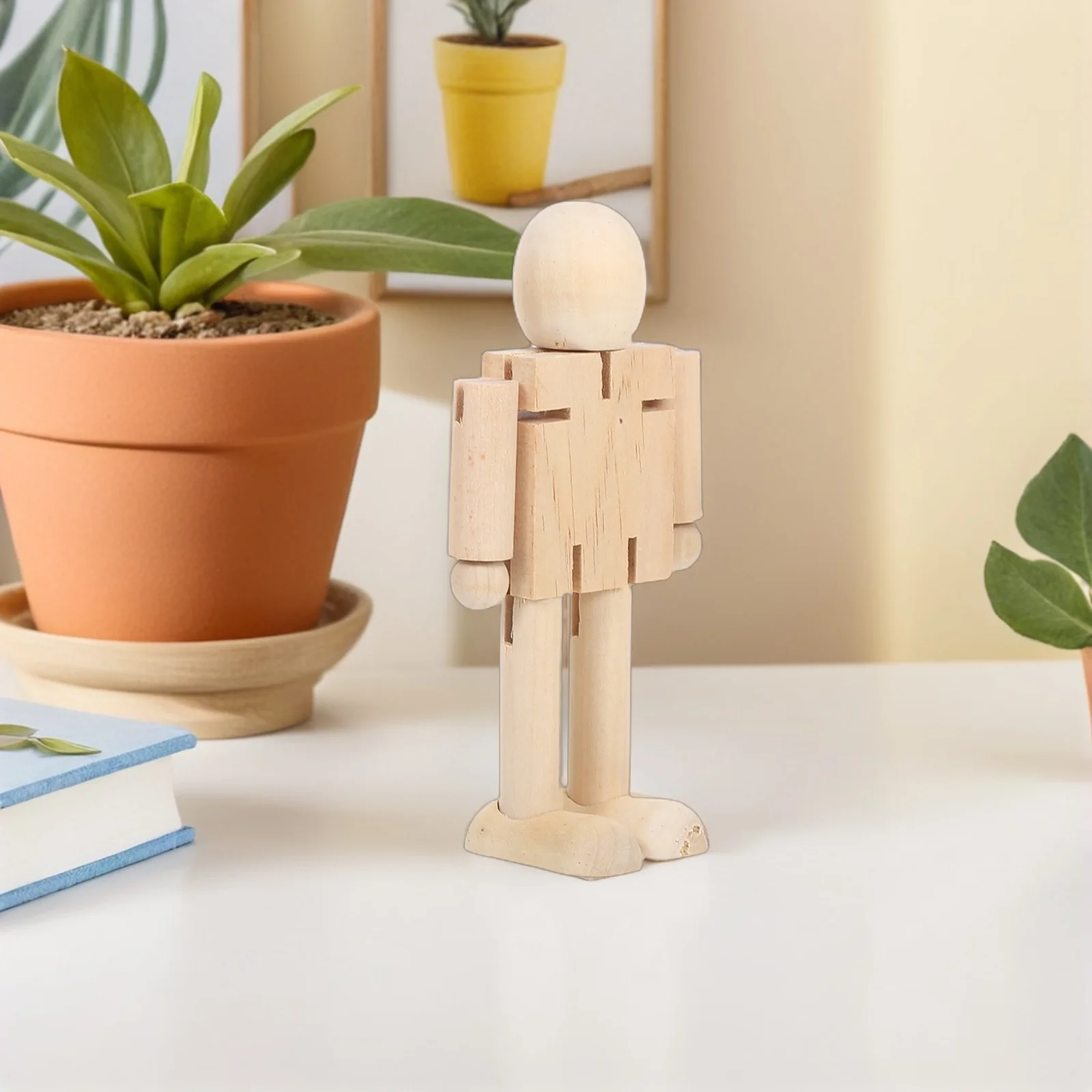 Robot de madera sin terminar con articulaciones flexibles, superficie Natural para manualidades pintables, proyectos de arte para niños pequeños, casa de muñecas, 4 Uds.