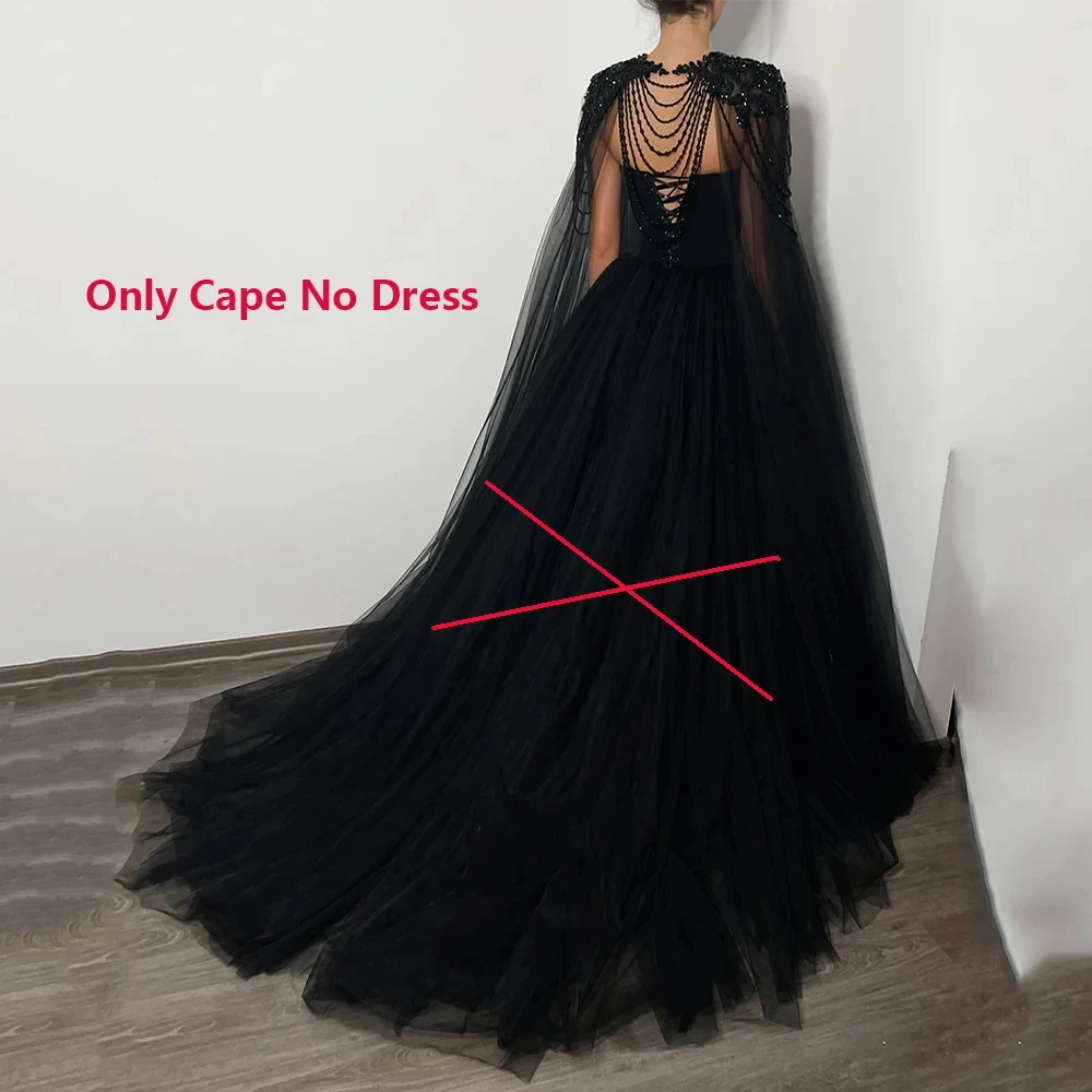 

Aileen High Quality Beading Cape for Gothic Wedding Dress Black Bride Dress Cloak Custom Color No Dress No Dress customized