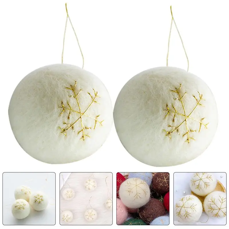 

3pcs Christmas Balls Hanging Ornaments Xmas Balls Party Decorative Felt Balls Christmas Tree Wool Felt Ornament