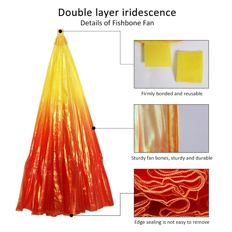 Color Yarn Material Worship Dance Fan Opening Dance Cartilaginous Fishbone Fan Double Layer Gradient Stage Performance Props
