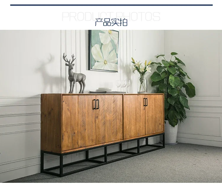 Solid wood iron used storage cabinet retro industrial style wall storage cabinet