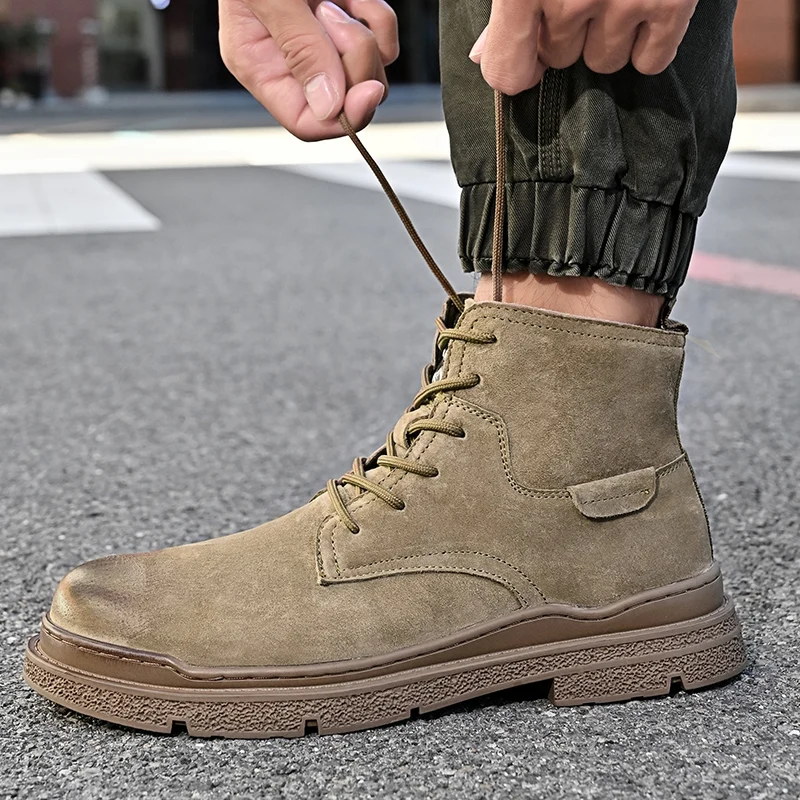 

Men's genuine leather boots High quality retro comfortable style Outdoor leisure street New autumn and winter hot selling shoes
